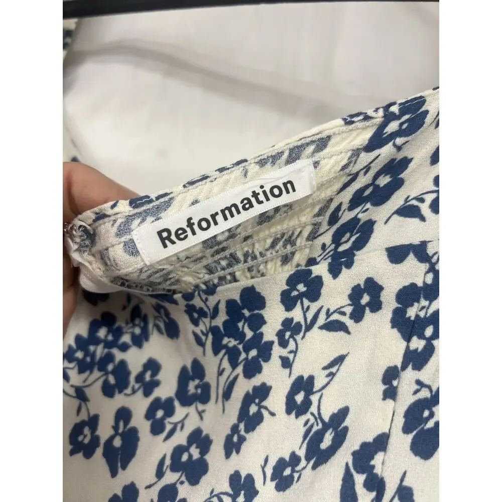 Reformation Sigmund Ditsy Floral Square-Neck Midi Dress Milanesa 6 Small